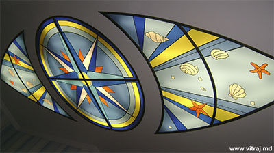 Stained glass in the ceiling, marine theme
