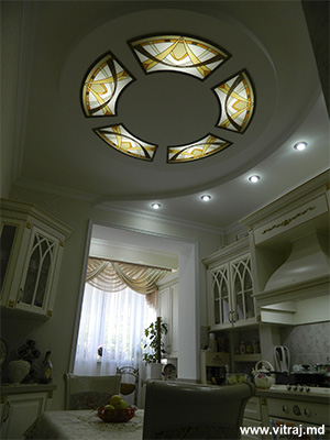 Stained glass ceilings with lighting, individual design