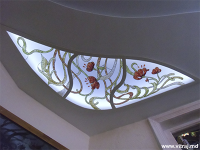 Stained glass in the ceiling, mixed technique