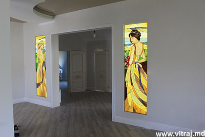 Stained glass in niche and walls, individual design, custom order