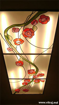 Stained glass ceiling with illumination