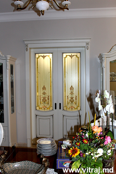 Doors with stained glass in interior